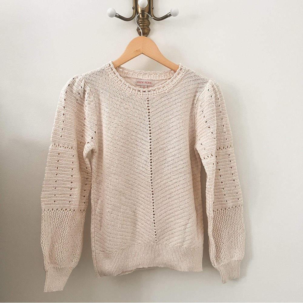 KNOX ROSE Ivory Knit Sweater